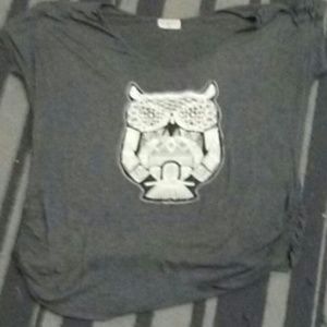 Plus size gray owl shirt